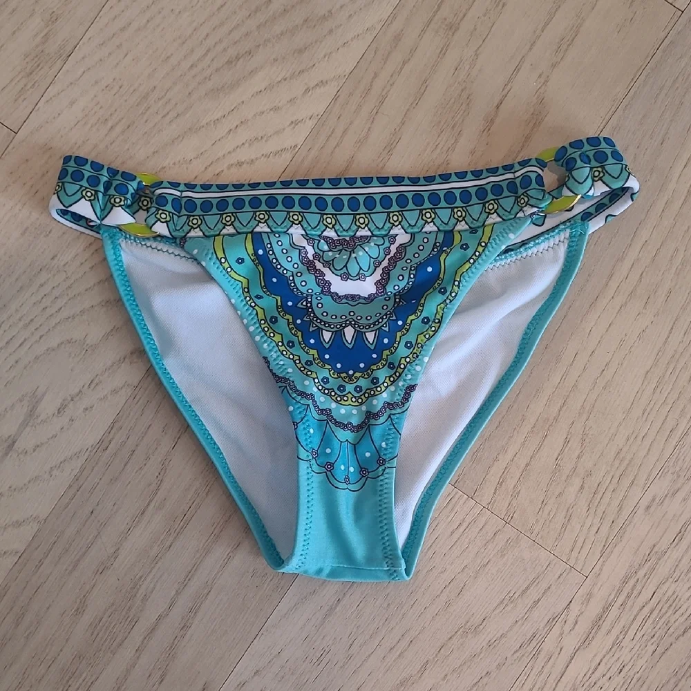 Blue and Green Patterned Bikini Set (size M)